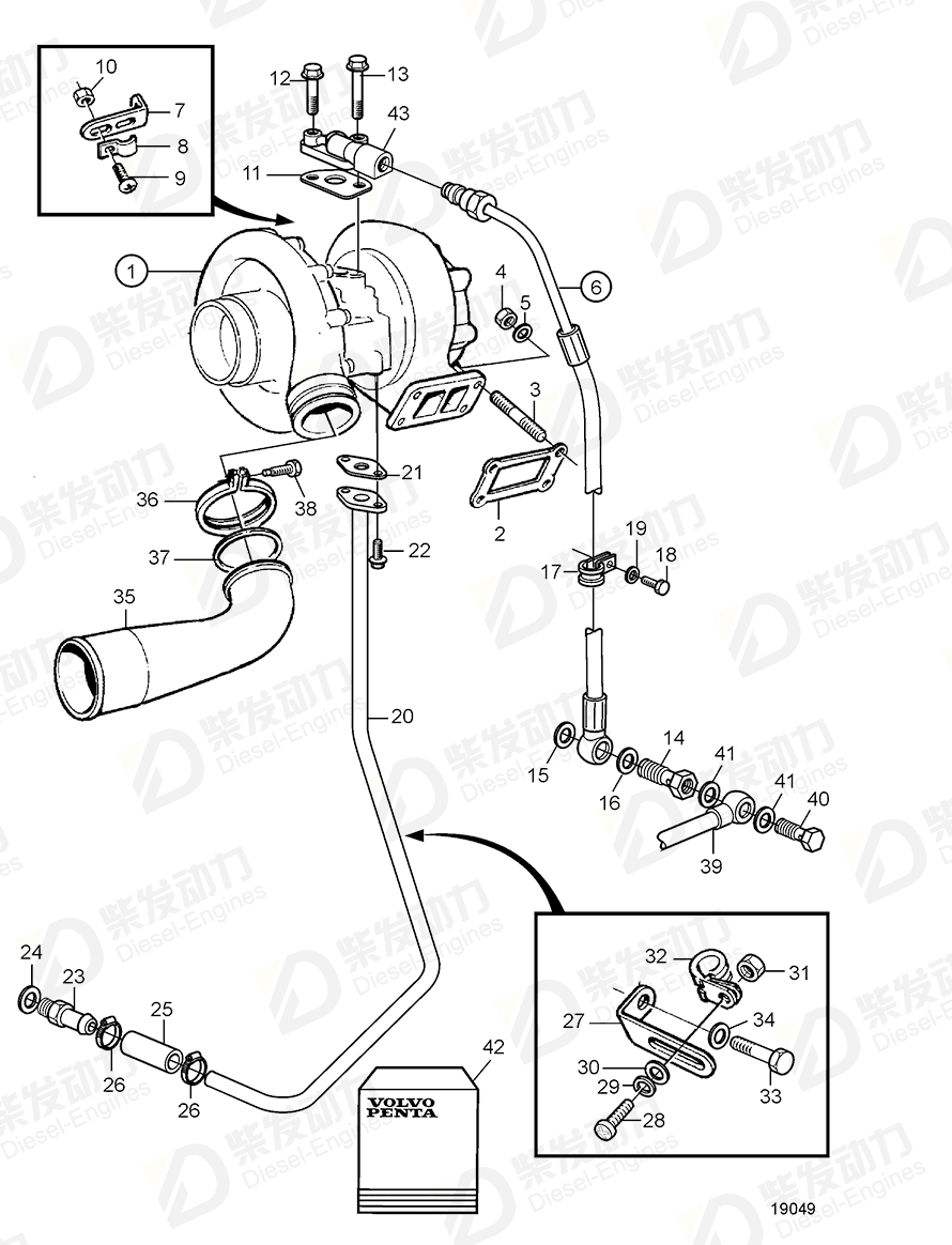 volvo penta Turbocharger 3802193 Drawing volvo penta Turbocharger 3802193 Drawing